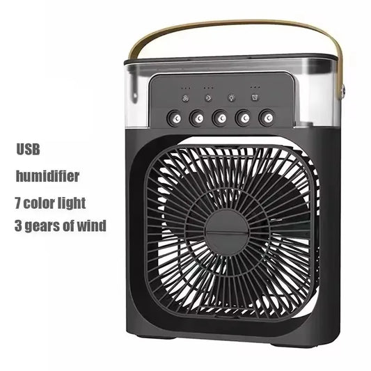 Ventilator Portabil 3 în 1 – Cu Umidificator și Lumină LED | Răcorire Instant pentru Acasă sau Birou