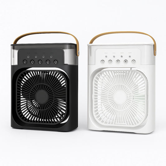 Ventilator Portabil 3 în 1 – Cu Umidificator și Lumină LED | Răcorire Instant pentru Acasă sau Birou